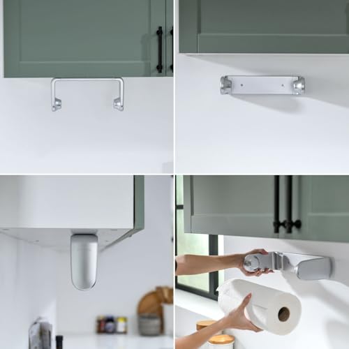 ONE Hand Tear Paper Towel Holder Under Cabinet/Wall for 9.4-11inch, Silver - color: Silvery