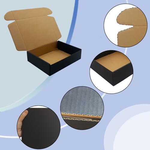 24 Pack 8x6x2 inches Black Shipping Boxes, Corrugated Cardboard Mailer Box - size: 8x6x2 Inches