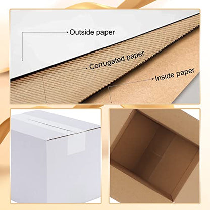 Calenzana 8x6x6 Shipping Boxes Set of 40, White Corrugated Cardboard Box for Mailing Packing Gifts Small Business - size: 8x6x6, style: 40 Pack