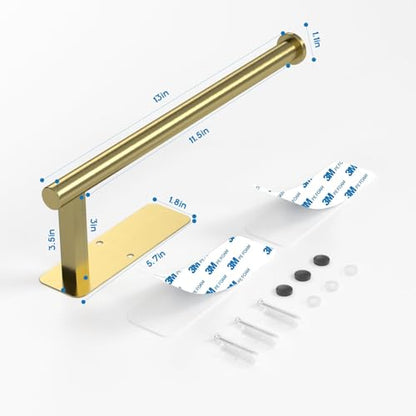 ASTOFLI Paper Towel Holder Under Cabinet No Drilling, Self Adhesive Paper Towel Holder Wall Mount for Kitchen Rack, Under Counter Napin Holder No Drill, RV, 304 Stainless Steel, Gold Brass - color: Gold