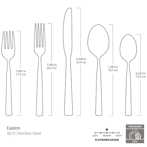 Oneida Flatware Easton 18/10 Silverware Set for 1, 5-Piece Place Setting - style: 5-Piece Flatware Set