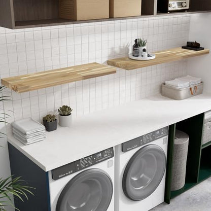 Howizz Acacia Butcher Block Shelf 12" x 8ft x 1.5" Inches, Unfinished Solid Wood Shelf Board, Wooden Plank Board - color: Acacia - Finger Joint - Natural - Unfinished, size: 96"L x 12"W x 1.5"Th