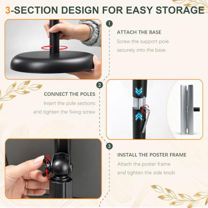 Stand Sign Holder, 8.5x11 Sign Stand for Display, 6-Pack, Black - size: 8.5*11 Chamfer 6Pack