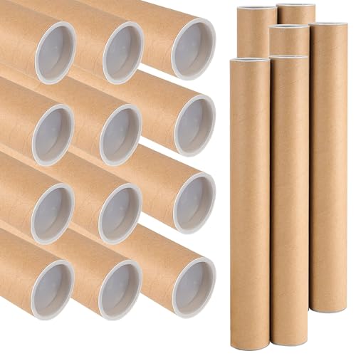 HOIGON 18 Pack 2 x 16 Inch Mailing Shipping Tubes with Caps, Thick Mail Tubes Cardboard Mailing Tube for Packing,Shipping, Artwork, Crafts, Storage of Poster - size: 2x16 Inch