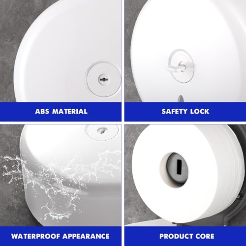 Kordory Wall Mount Toilet Paper Holder, 9" Jumbo Toilet Paper Roll Holder - color: White