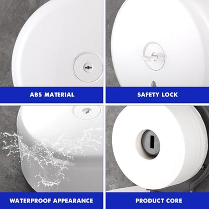 Kordory Wall Mount Toilet Paper Holder, 9" Jumbo Toilet Paper Roll Holder - color: White