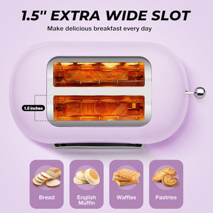 Roter Mond Toaster 2 Slice Touchscreen Stainless Steel, Light Purple - color: Pink
