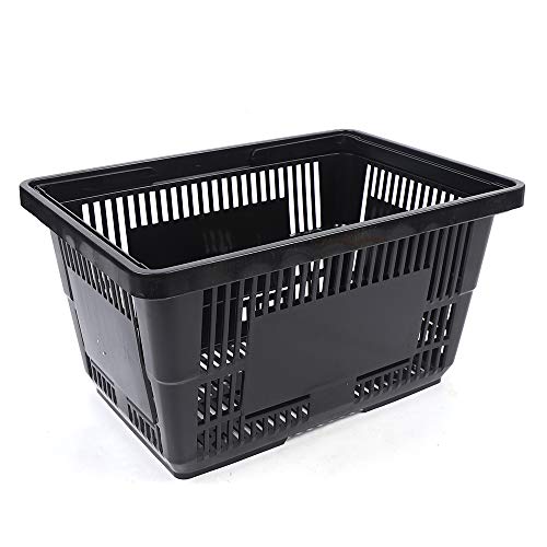 12 Pcs Shopping Baskets 20 L Plastic Shopping Baskets with Handles, Black Store Baskets Retail Baskets with Handles for Market Grocery Supplies Laundry Basket