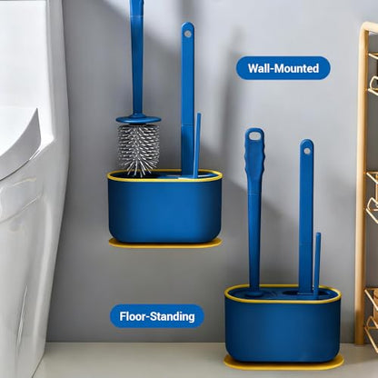 Toilet Brush Set, Bathroom Accessories, Toilet Bowl Cleaners, Deep Cleansing Multifunctional Hanging Toilet Brush Set for Bathroom(Bule) - color: Blue