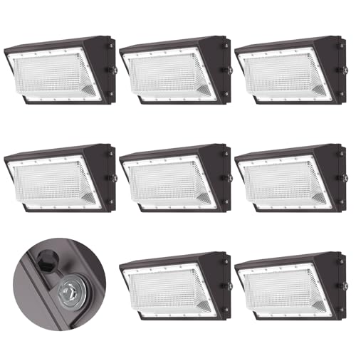 AIKVSXER 160W LED Wall Pack Light, 25600LM 6000K Dusk to Dawn Sensor, 8Pack