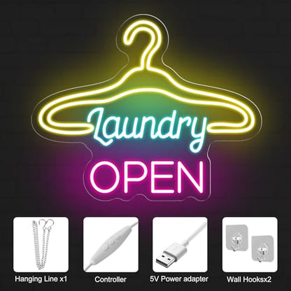 Laundry Neon Sign Laundromat Led Light Lightlaunderette Wall Art - color: Laundry Open