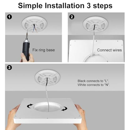 LED Flush Mount Ceiling Light Fixture, 4000K Neutral White, 12inch 24W, 3200LM, Slim Flat Panel Lighting Fixture, Square Modern Ceiling Lamp for Bedroom, Kitchen, Living Room, Closet, Stairwell - color: Neutral White, size: Square-White