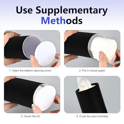 4 PCS Car Tissue Holder, Car Cup Holder Cylindrical Box, Convenient Refillable Automotive Travel Tissue Tube with 120 Sheets Facial Tissues, Universal for Most Cars (Black) - color: Black