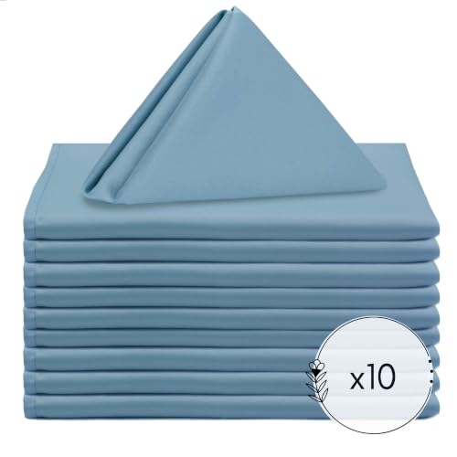 YOUR CHAIR COVERS - 10 Pack 20 Inch L'Amour Satin Napkins, Oversized, Double Folded and Hemmed Table Napkins for Restaurant, Bistro, Wedding, Thanksgiving and Christmas (Dusty Blue) - color: Dusty Blue