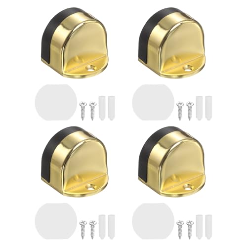 uxcell 4 Pack Low Dome Floor Door Stop 1.5" H x 1.65" W, Stainless Steel - color: Gold