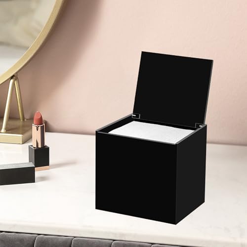 Face Towel Disposable Holder Container Acrylic Facial Towels Box, Black - color: Black