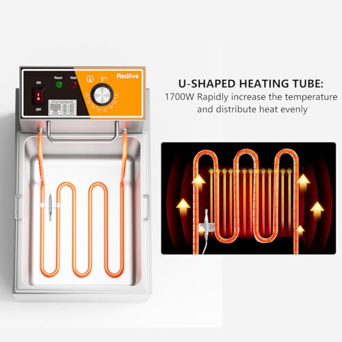 Electric Deep Fryer 10L/10.5QT Stainless Steel Single Tank Commercial Fryer with Basket, 1700W 110V Countertop Deep Fryer for Home Kitchen and Restaurant Use with Oil Thermometer & Temperature Control - size: R-81S