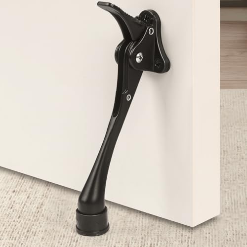 6 Inch Black Kick Down Door Stoppers for Bottom of Door, Heavy Duty Kickdown Door Stop, One Touch Kick Down Door Stoppers 1 Pack - color: Black, size: 6 inch x 1pack