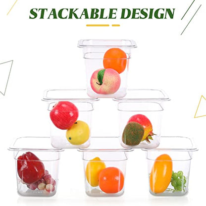 Yinder 12 Pcs 1/6 Size Clear Plastic Food Pans Stackable,6'' Deep - size: 6'' Deep