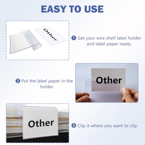 Diteje 20 Pack Wire Shelf Label Holder,Shelving Price Tags Rack Display