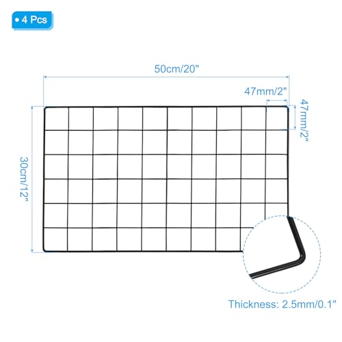 PATIKIL Wall Grid Panel Metal Wire Photo 20x12 Black 4Pcs - color: Black, size: 20x12inch