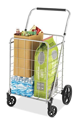 Whitmor Utility Cart with Adjustable Height Handle-Silver/Black - size: 24"L x 18"W x 42.62"H
