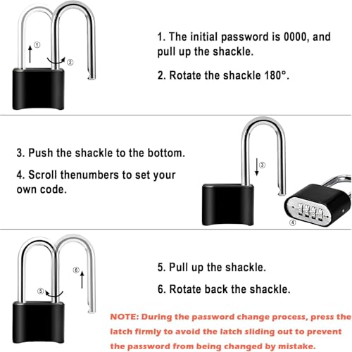 Faburo 2pcs Combination Lock, Heavy Duty Combo Lock, Combination Padlock - color: 2pcs-Long-Black