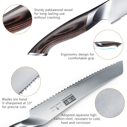 HOSHANHO Bread Knife 8 inch, Ultra Sharp Japanese Serrated Bread Knife - size: 8"