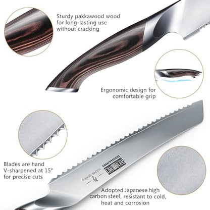 HOSHANHO Bread Knife 8 inch, Ultra Sharp Japanese Serrated Bread Knife - size: 8"