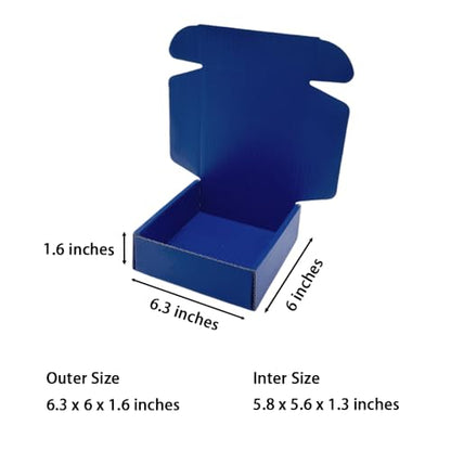 50 Pack 6.3x6x1.6 in Industrial Blue Shipping Boxes - color: Industrial Blue, size: 6.3x6x1.6 in