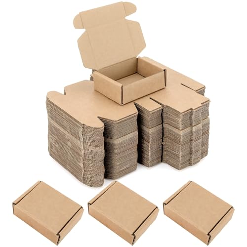 Ellbest 50pcs Small Kraft Box, 3.6 x 2.6 x 1.2 inches, Brown - size: 3.6 x 2.6 x 1.2 inches