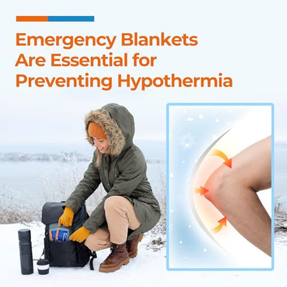 K Kingstar Emergency Blankets 120 Packs, 84" L x 52" W, Survival Gear for Family & Homeless Emergency Warmth, Bulk Survival Reusable Mylar Thermal Blankets for Car Kits, Bug Out Bags & First Aid - size: 84" L x 52" W