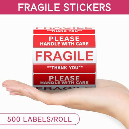 3 x 2 inch Fragile Stickers for Shipping and Moving (12 Rolls, 6000 Labels) - size: 3" x 2"