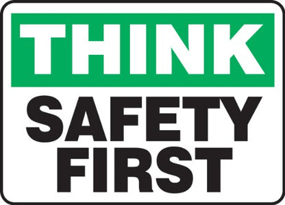AccuformNMC MGNF956VP Plastic Safety Sign, "Think Safety First"