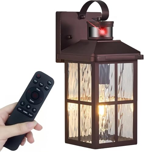 Porch Lights Outdoor with Remote, Motion Sensor Exterior Lighting Fixtures - color: 1 Bronze RW