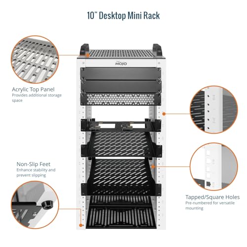 Tecmojo 12U Network Rack, 10 inch Mini Server Rack with 2 Side Translucent Panels & 2 Top Handles, 10.23 inch Deep, for 10 inch IT Equipment & A/V Devices, White - size: 12U/10in/White