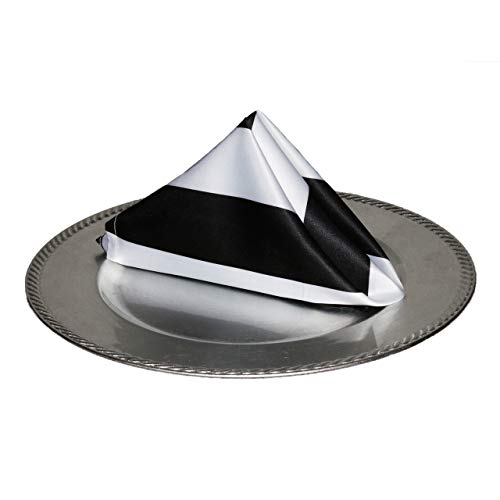 Your Chair Covers - 10 Pack 20 Inch L'Amour Satin Napkins Black and White, Oversized, Double Folded and Hemmed Table Napkins for Restaurant, Bistro, Wedding, Thanksgiving and Christmas - color: Black and White