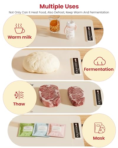 Food Warming Mat for Countertop, XXXL 40"x16" Full-Surface Heating Pad - color: Beige, size: 40" L × 16" W