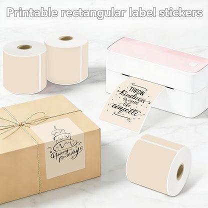 3x5 Inch Thermal Labels,Rectangle Sticker,1200PCS Water Proof Shipping Labels with Strong Adhesive,Compatible with Zebra & Rollo,for Moving Boxes,Inventory,4 Rolls of Light Brown - color: 4 Rolls of Light Brown