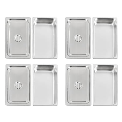 4 Pack Stainless Steel Hotel Pans, Full Size 4" Deep Commercial Food Pans With Lid Catering Food Storage Metal Pan Chafing Dishes Dinner Buffet Server for Food Prep Restaurant (21" x 12.8" x 3.9") - size: 21" x 12.8" x 3.9"