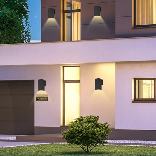 Outdoor Wall Light, Aluminum Waterproof Exterior Light Fixture - color: Rectangle (Black A)