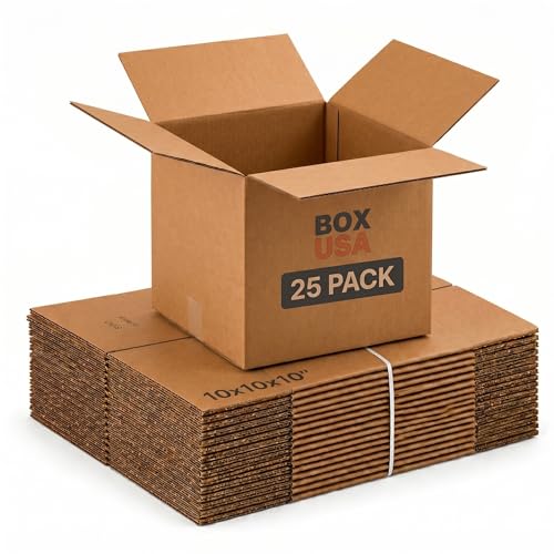 BOX USA Shipping Boxes Small 10"L x 10"W x 10"H 25-Pack, Cardboard Box for Shipping, Moving, Mailing, Packing, Packaging and Storage - size: 10x10x10" 25-Pk
