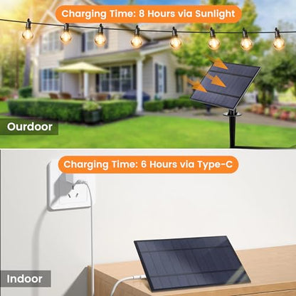OHLUX 60FT Solar Globe String Lights Outdoor, Shatterproof Solar Patio Lights with Remote, 27 Dimmable LED Filament G40 Bulbs, 2200K Soft Warm White Edison Hanging Light for Outside Backyard Deck - size: 60FT