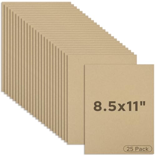 Mat Board Center 25 Pack 8.5x11 Corrugated Cardboard Sheets 1/8" Flat Pads - color: Brown, size: 8.5x11