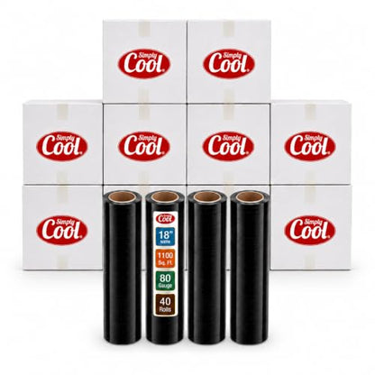 Simply Cool 40 Pack Stretch Wrap 18 Inch 80 Gauge Shrink Wrap Black - color: Black, size: 40 Pack