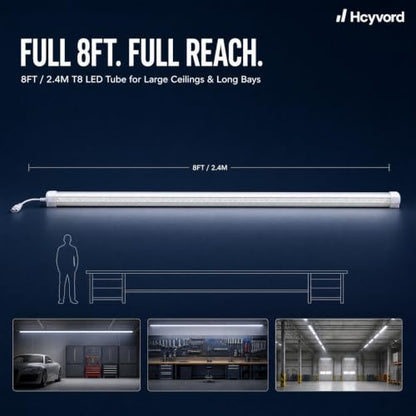 8FT LED Shop Light, 6000K Linkable Work Light Fixture, 10 Pack - size: 10pcs-8FT-6000K White