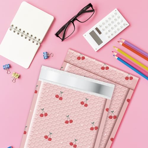 METRONIC Bubble Mailers 6x10 Inch 25 Pack Cute Padded Mailers Cherry Pink - color: Cherry, size: 6x10" 25PC