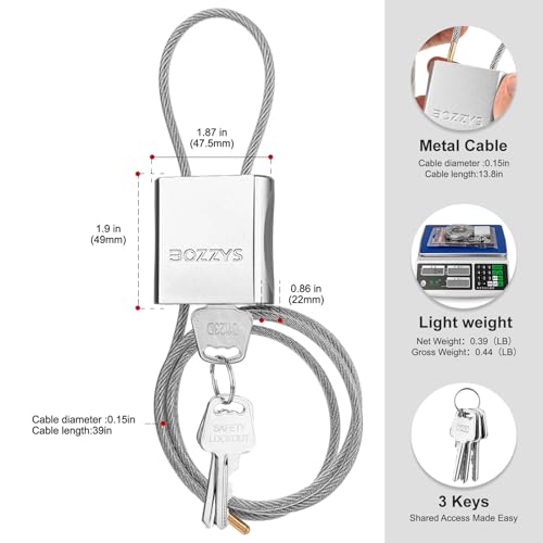 Adjustable Cable Locks with 6 Same Keys, 3.28ft (1m), 3-Pack, Silver - color: silver | 3pack-L 3.28ft(1m)-6 same keys | D 1/6in(4mm)