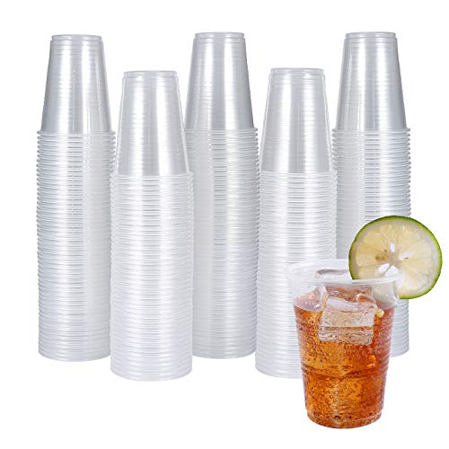 Turbo Bee 300 Pack 9oz Clear Plastic Cups，Disposable Mouthwash Cups, Ideal for Whiskey, Drinking Tasting, Food Samples - size: 9oz