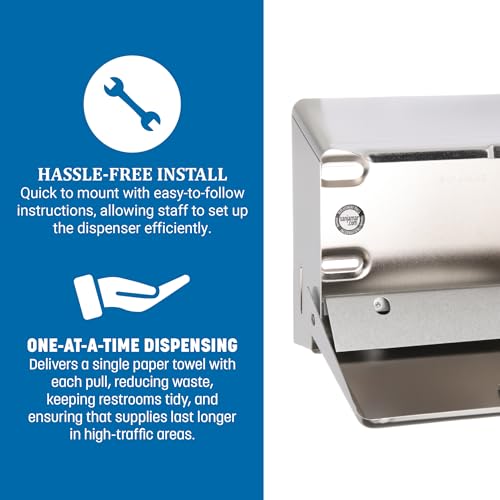 Carlisle FoodService Products T1950XC Mini C-Fold/Multifold Commercial Towel Dispenser, 250 Multifold / 150 C-Fold Towel Capacity, Chrome - color: Chrome, style: 250 Multifold/150 C-Fold